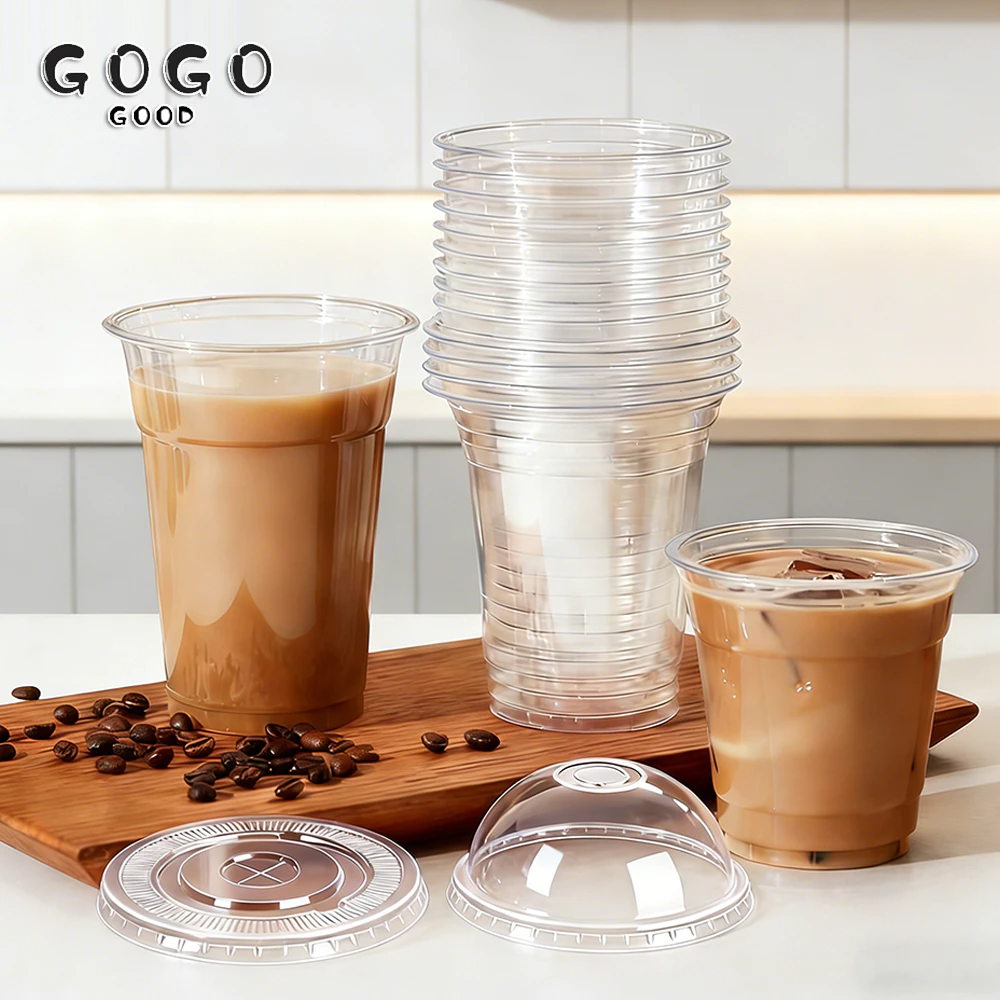 ถ้วยกาแฟแบบใช้แล้วทิ้งถ้วยชานมบรรจุพร้อมฝาปิดฝาปิดเครื่องดื่มเย็น ซื้อกลับบ้าน ถ้วยชานมแบบพกพา