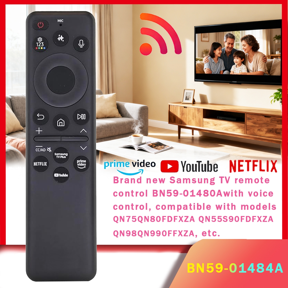 รีโมททีวี Samsung ใหม่เอี่ยม BN59-01480A พร้อมระบบควบคุมเสียงและพลังงานแสงอาทิตย์ ใช้ได้กับรุ่น QN75