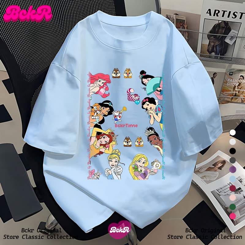 【จัดส่งตลอด 24 ชั่วโมง】🔥BCKR เจ้าหญิงลาย คอกลม เสื้อ👸🏻สไตล์พรีพี oversize เสื้อผญ เสื่อยืดYG1608