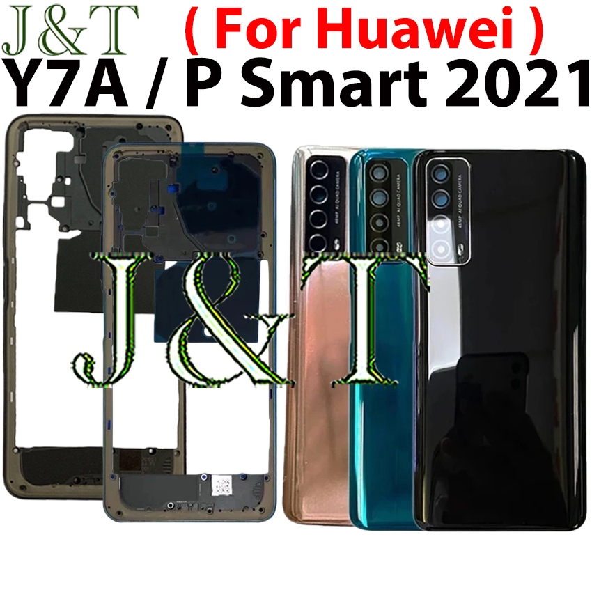 สําหรับ Huawei Y7A ฝาหลังแบตเตอรี่ LCD ด้านหน้ากรอบกลางผู้ถือที่อยู่อาศัย
