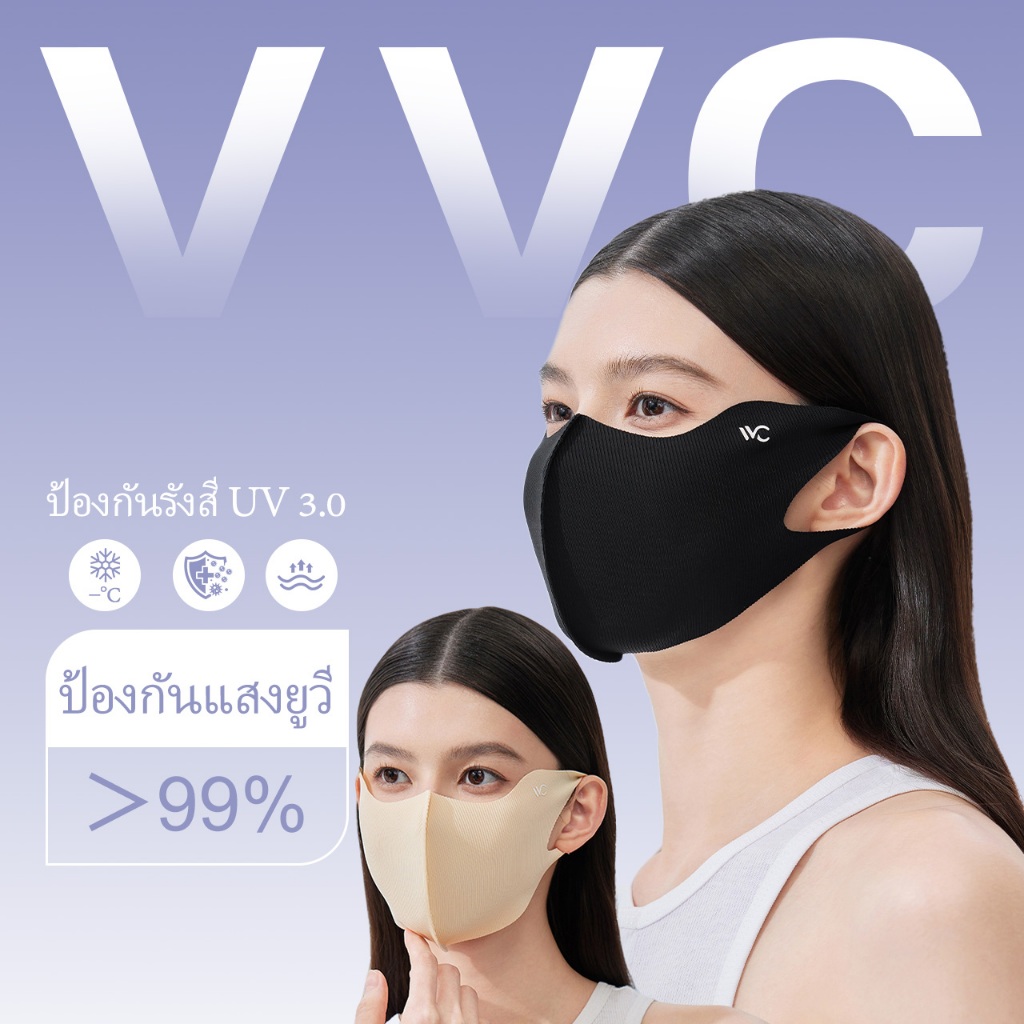 VVC หน้ากากกันแดดผู้หญิง บำรุงผิว UPF50+ ป้องกันUV98% ปกป้องรอบดวงตา ทำให้หน้าเล็ก