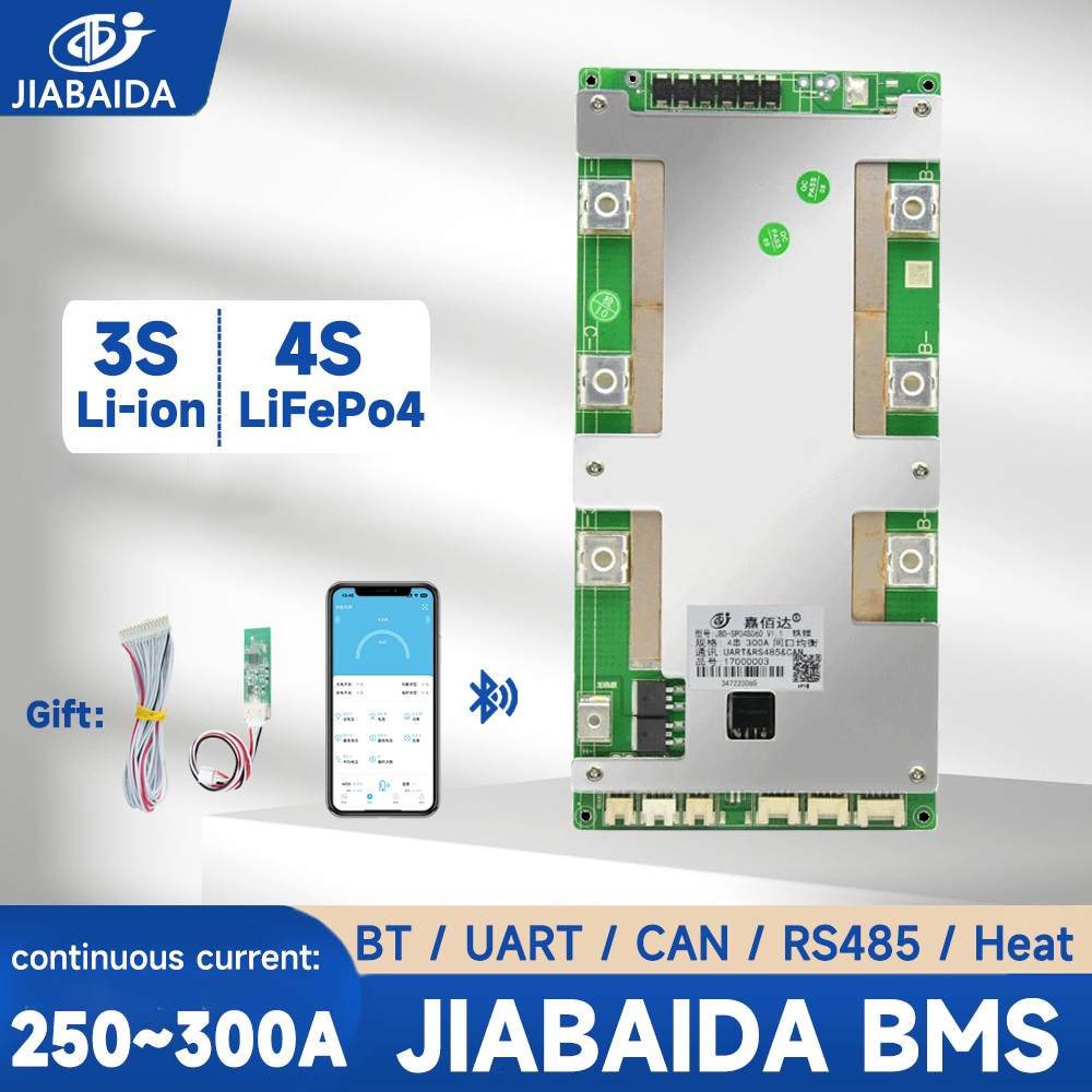 JBD BMS 4S 250A 300A LiFePo4 แบตเตอรี่ Li-ion Active Balance BT RS485 CAN Heat Series JBD BMS
