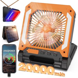 Portable Rechargeable Outdoor Solar Fan With LED Light PowerBank Emergency Electric Fan
