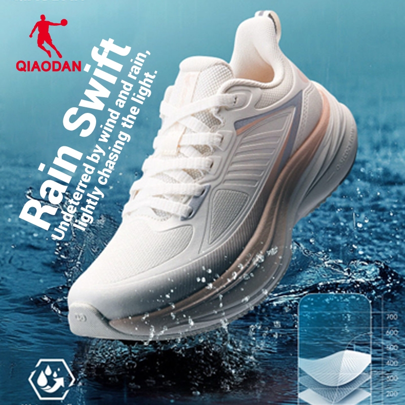 Qiaodan Rain Switcf Lite ผู้หญิงs รองเท้าวิ่งหนังกันน้ําน้ําหนักเบา Anti-Slip QXB022254208
