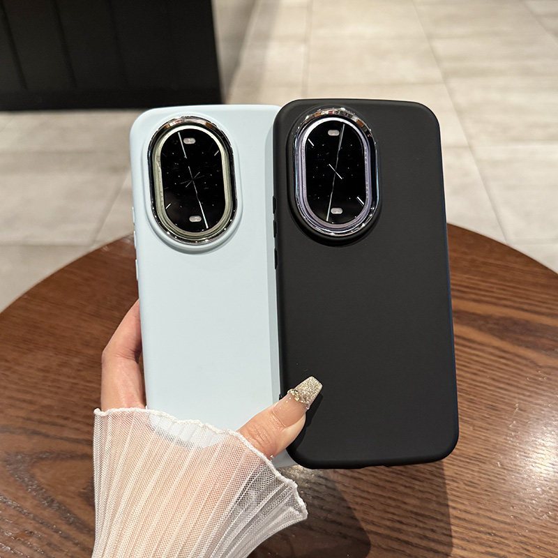 เคส Honor 200 90 เคส Honor 200 Pro เคสซิลิโคนสีทึบ เคสโทรศัพท์แบบนิ่ม กันกระแทก กรอบเลนส์ชุบเงิน สไตล์ Ins ป้องกันรอยนิ้วมือ โทรศัพท์กันกระแทก