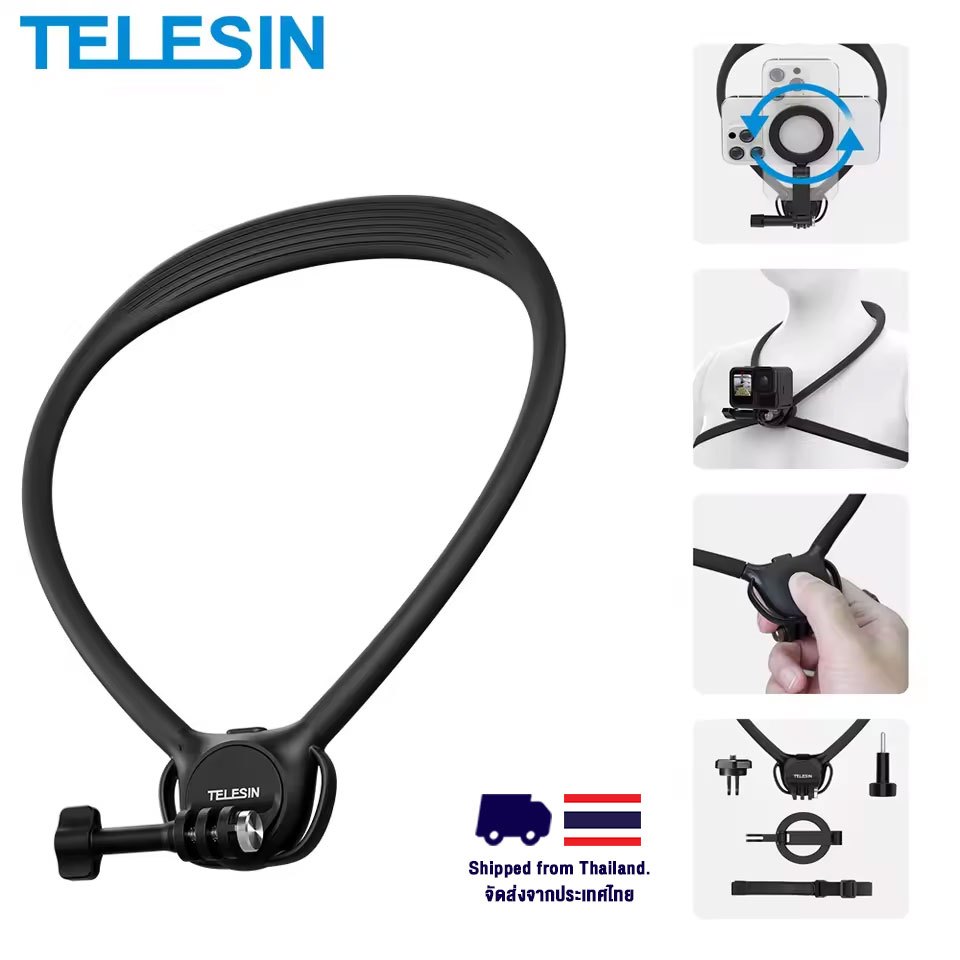 Telesin 2in1 magnetic neck holder mount SE2.0 combo magnetic neck holder mount SE2.0 for action camera/smartphones  สายคล้องคอแบบแม่เหล็กแบบถอดได้สำหรับโทรศัพท์และกล้องแอคชั่น