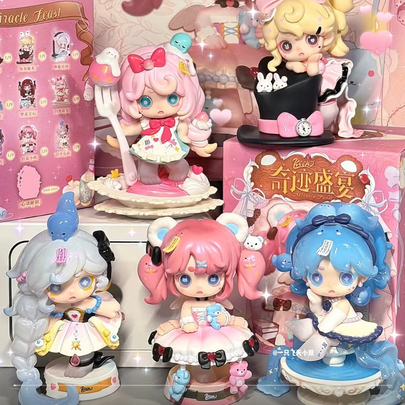 [9 ชิ้น] Keeno V4 - Miracle Feast Series Mystery Box ตุ๊กตาน่ารักรูปตุ๊กตาของเล่นอินเทรนด์เดสก์ท็อปตกแต่งของขวัญสะสม