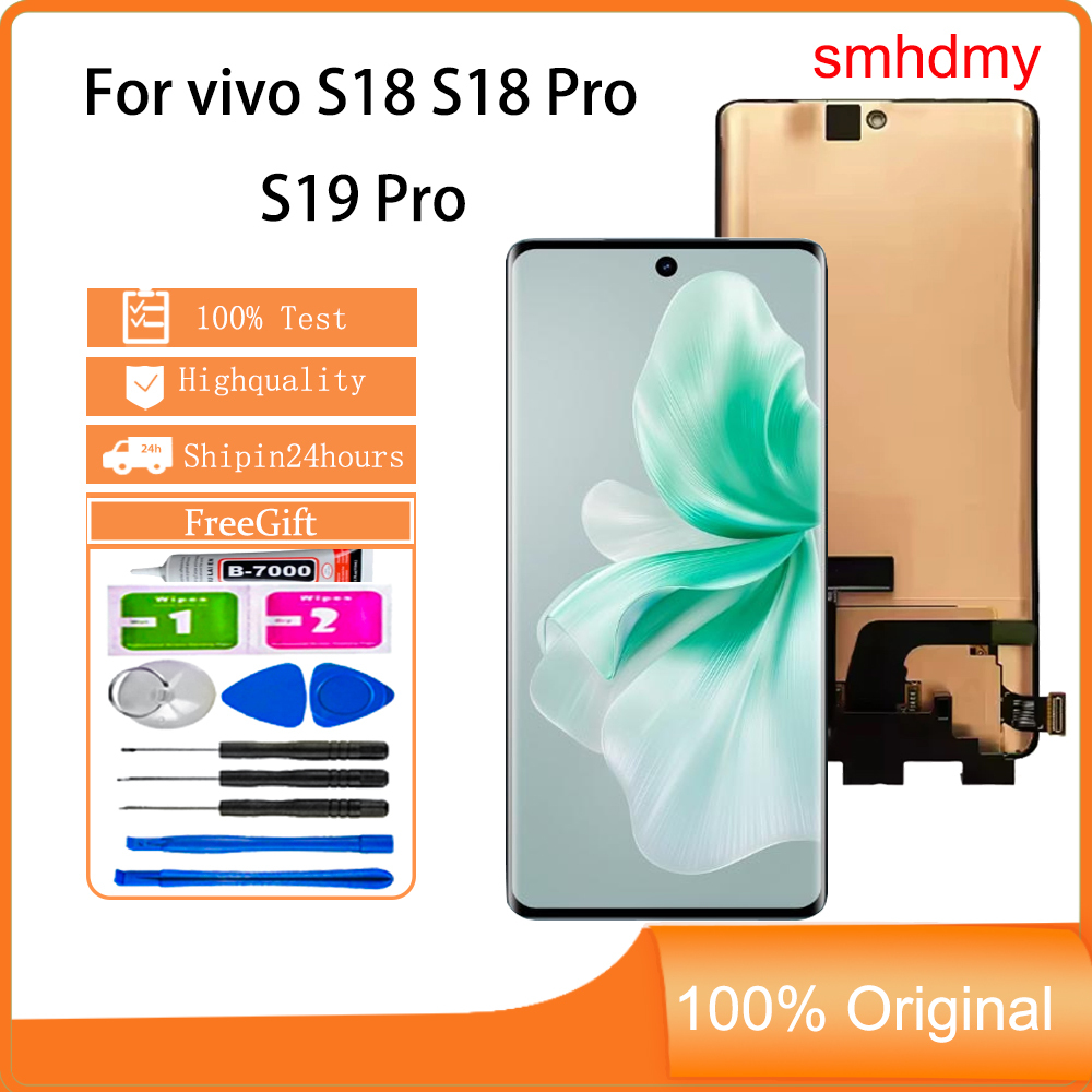 Smhdmy Ori AMOLED สําหรับ vivo S18 S18 Pro S19 Pro เปลี่ยนหน้าจอสัมผัส LCD