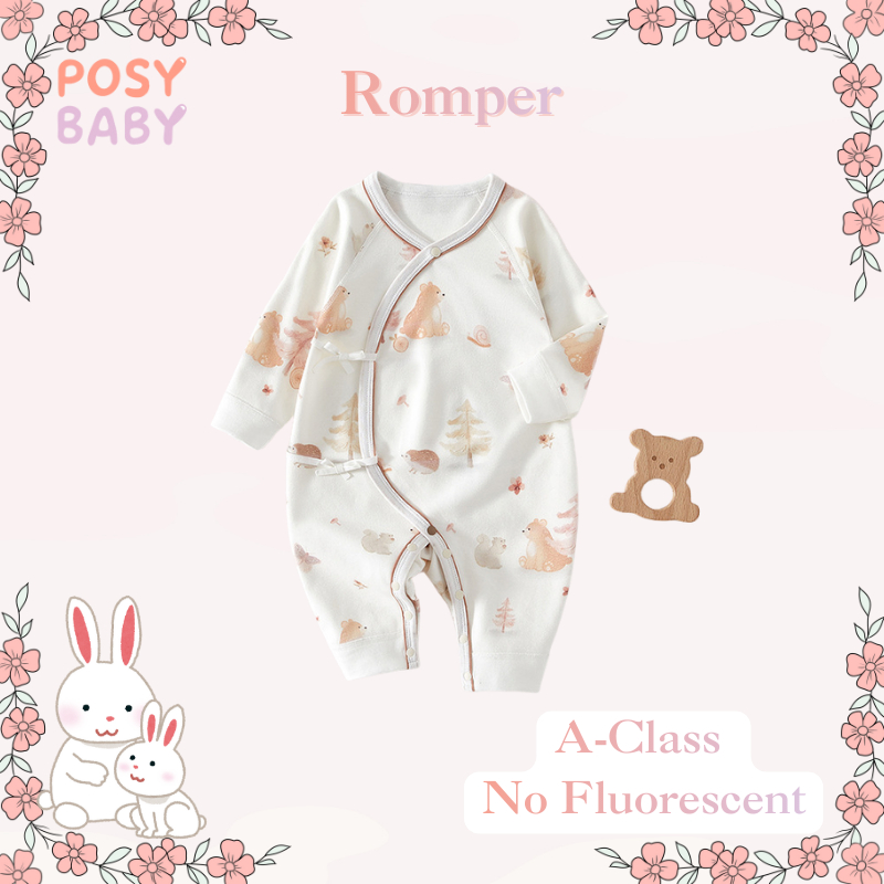 POSY BABY ชุดรอมเปอร์เด็กอ่อน 0-6 เดือน ผ้าคอตตอน 100% เกรด A ไร้ตะเข็บ ระบายอากาศได้ดี (Bodysuit)