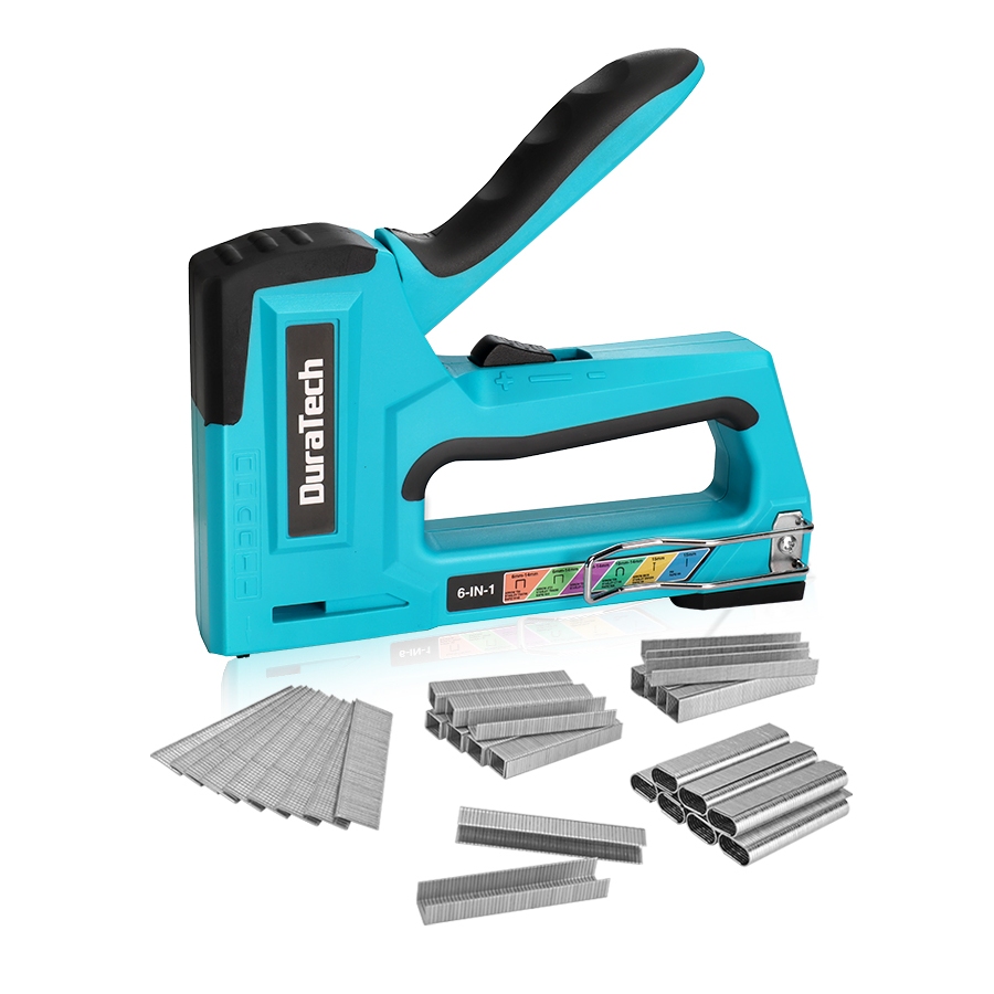 DURATECH 6 IN 1 Heavy Duty Staple Gun 4000 Nails เครื่องยิงบอร์ด ยิงสูงสุด ยิงบอร์ด ยิงไม้อัด เครื่องเย็บกระดาษอุตสาหกรรม เหมาะสําหรับ 6 ประเภท Staples