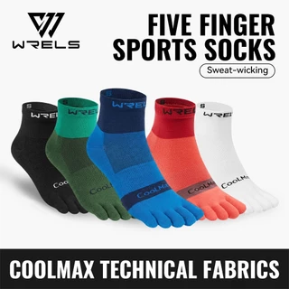 WELS Athletics Breathable ถุงเท้าห้านิ้ว Quick-Drying และ Sweat-Wiking ถุงเท้าวิ่งกลางลูกวัว WZ1032