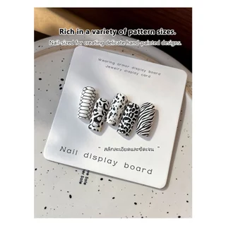 UYIKE Nail Art Leopard Print Mix-and-Match Stamping Plates with Backing French Style Cartoon Hello Kitty & Grid Pattern Transfer Plates Nail Tools