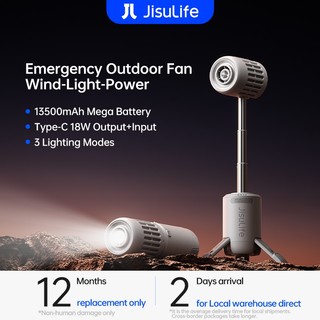 JISULIFE Outdoor Fan Ultra1 13500mAh Rechargeable All-in-1 Emergency Light Turbo Jet Fan with Power Bank Handheld Ceiling Desk Fans for Camping Power outage disaster