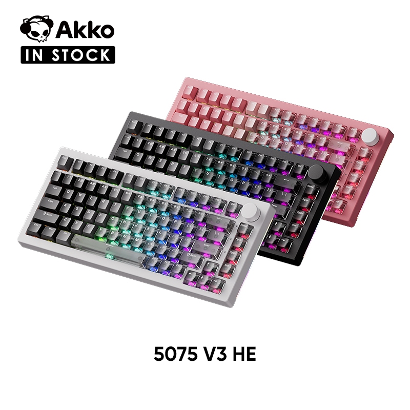 Akko 5075 V3 HE 75% เค้าโครงคีย์บอร์ดแม่เหล็กพร้อม RT0.005 มม.8K RGB คีย์บอร์ดเกม Gradient Hybrid โปร่งใส Keycaps