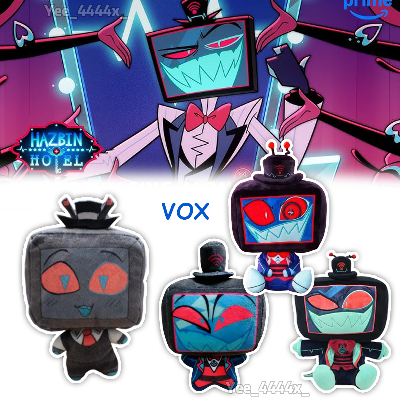 Hellaverse Vox ของเล่นตุ๊กตาสีดํา Comedy Series Hazbin โรงแรม Vox ตุ๊กตาตุ๊กตารถที่นั่งตกแต่งห้องนอน tayenith