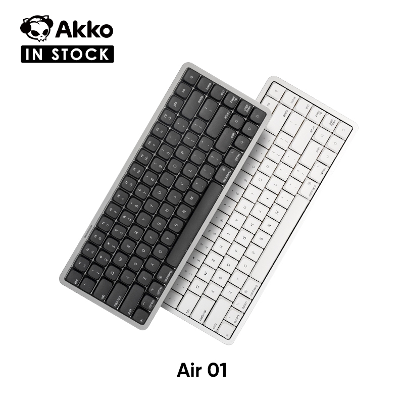 Akko Air 01 คีย์บอร์ดเชิงกล Tri-Mode บางเฉียบโปรไฟล์ต่ําพร้อมเคสอลูมิเนียม CNC ตัวยึดปะเก็น Hotswap