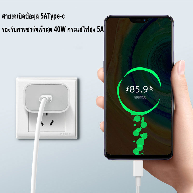 สาย USB Type C ยาว 1 เมตร 2 เมตร สายชาร์จเร็วสุด USB 5A สายชาร์จ หัวชาร์จ - 1