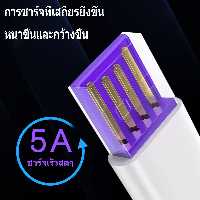 สาย USB Type C ยาว 1 เมตร 2 เมตร สายชาร์จเร็วสุด USB 5A สายชาร์จ หัวชาร์จ - 3