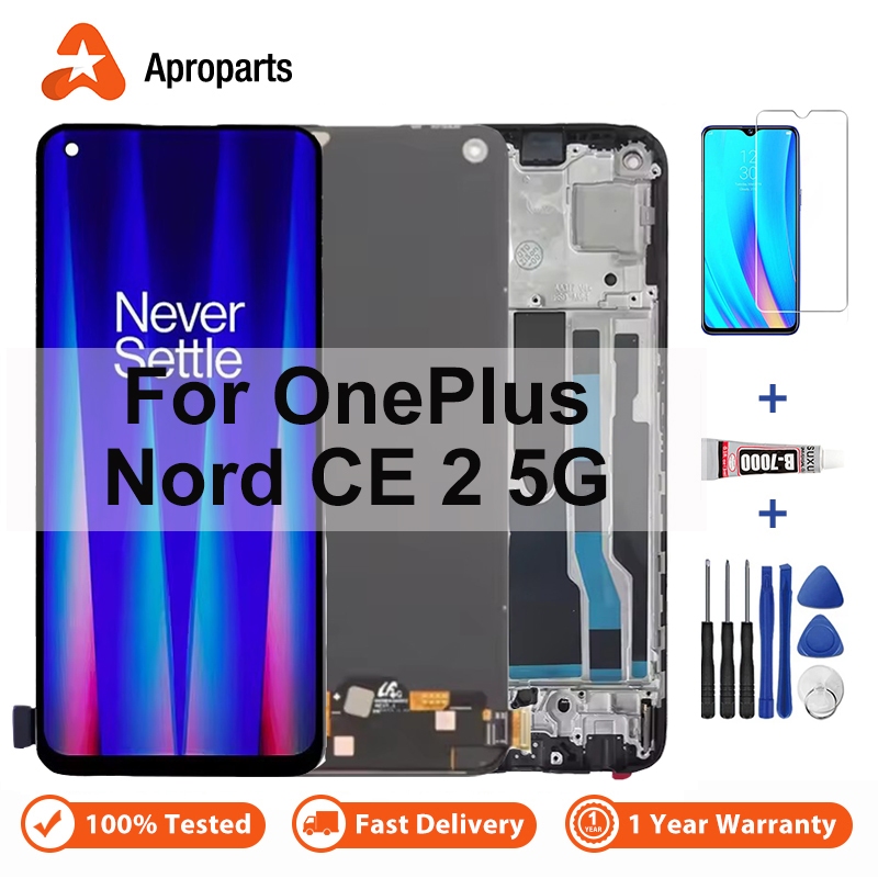 คุณภาพสูง LCD สําหรับ OnePlus Nord CE 2 5G IV2201 จอแสดงผล Touch Screen Digitizer Assembly กรอบอะไหล
