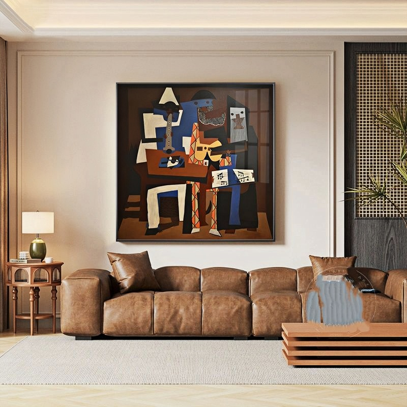 ภาพแขวนผนัง Abstract Art สามนักดนตรี Three Musicians สไตล์ Picasso Cubism Modern Painting ภาพศิลปะโม