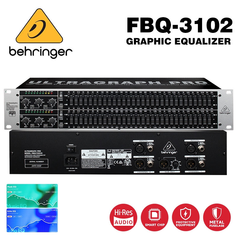 Behringer FBQ3102HD Dual-Channel Stereo 31-Segment Graphic Balancer, Feedback Suppression Audio Proc