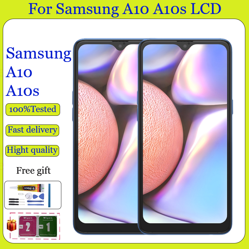 LCD ต้นฉบับสําหรับ Samsung Galaxy A10 A10s จอแสดงผล LCD ชุดหน้าจอสัมผัสพร้อมกรอบ