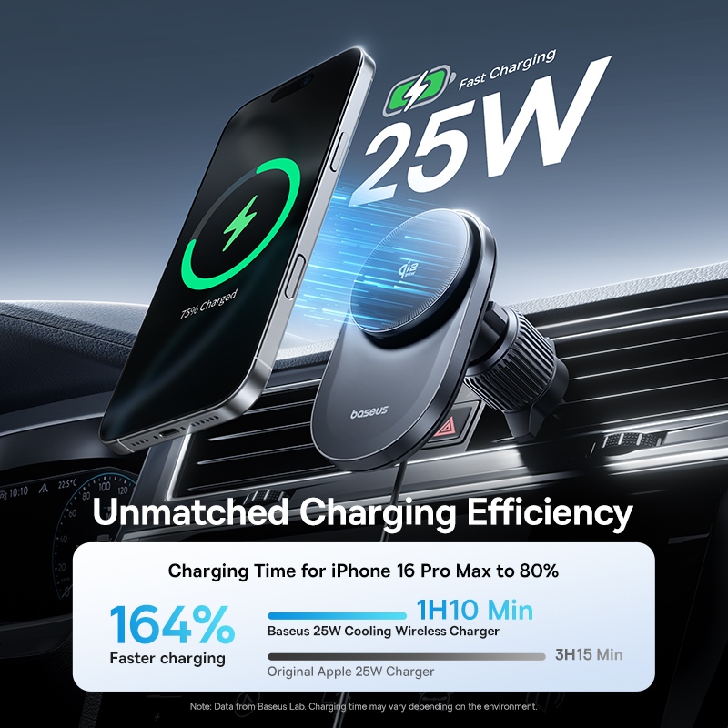 Baseus PrimeTrip VC2 Pro Magnetic Wireless Car Charger Mount Qi2.2 Air Vent พร้อม Dual Cooling, 25W 
