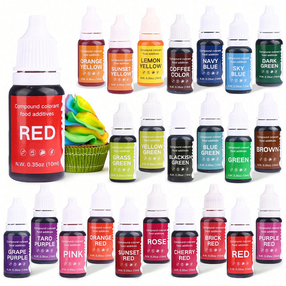 ชุดสีอาหารเหลวที่กินได้ (25สีx10มล/0.35ชั้น. ออนซ์) -สีย้อมเกรดอาหารสําหรับตกแต่งเค้ก,ไข่อีสเตอร์,อบ,ไอซิ่ง,ฟองดอง,คุกกี้และทําสไลม์