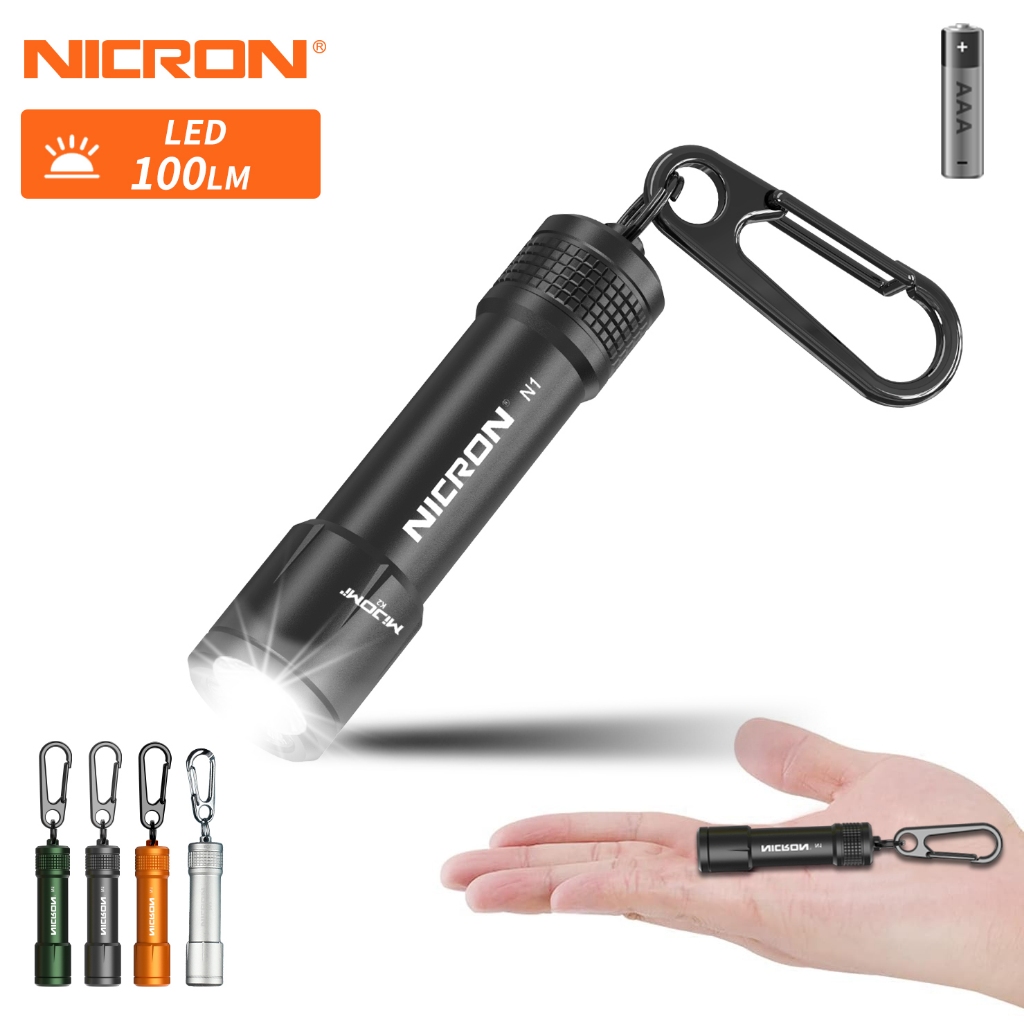 Nicron Flashlight N1 100 Lumens Mini Key Chain Light 36 Meters Beam Distance Torch Home Household Light Christmas gift