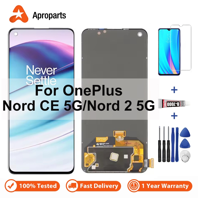 6.43 LCD สําหรับ OnePlus Nord CE Nord 2 5G EB2101 DN2101 จอแสดงผล Touch Screen Digitizer Assembly Replacement Parts