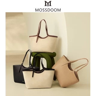 【Special off】MOSSDOOM Marvelle Bag กระเป๋าทรง ผ้าแคนวาสตัดขอบหนัง ดีไซน์เรียบหรู สไตล์มินิมอล