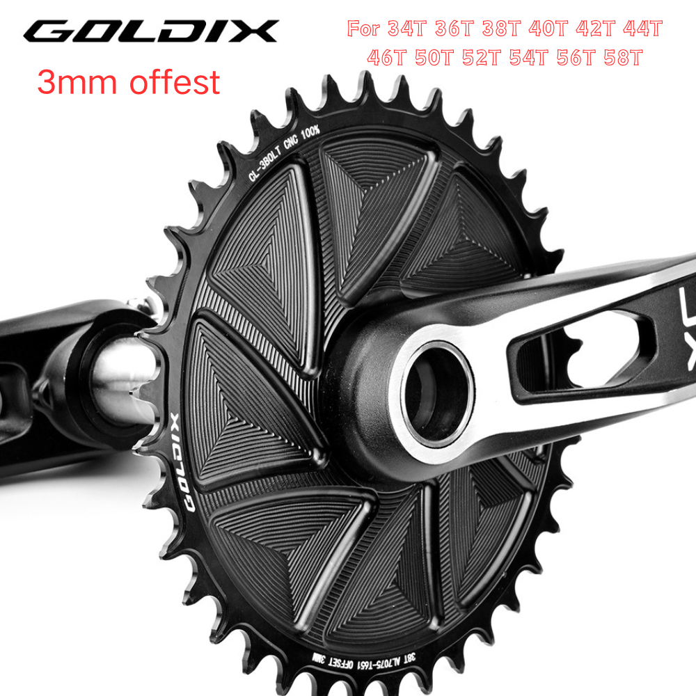 GOLDIX 3-Bolt Chainring สำหรับ SRAM Crankset ด้วยเทคโนโลยีฟันกว้างและน้ำหนักเบาสุดยอด เพื่อความทนทานและความแม่นยำสูงสุด