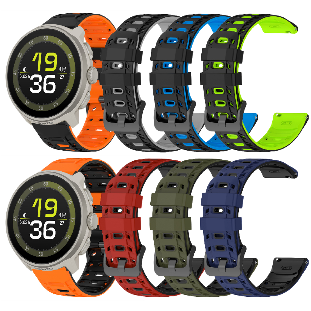 สําหรับ Suunto Run / Race / Race 2 / Race S Breathable Strap 22mm Mecha-Style สายนาฬิกาซิลิโคน