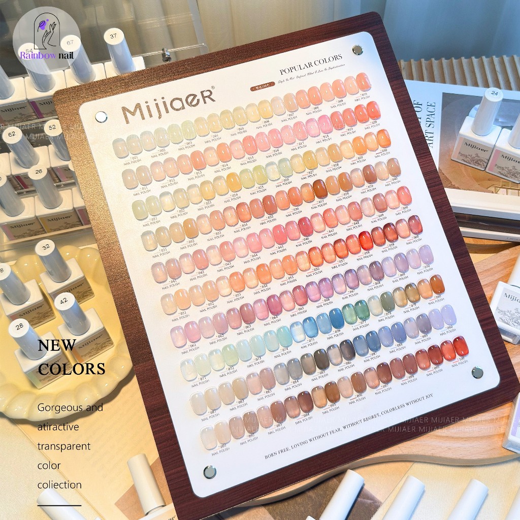 MIJIAER 100 เป็นน้ําเชื่อมเจล 100 สีใหม่ล่าสุด ชาร์จฟรี น้ําเชื่อมเจลตัวนี้มีเนื้อละเอียดอ่อน ไม่บางเกินไป ทาง่าย สวยมาก
