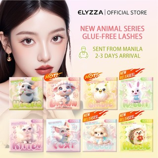 Elyzza Animal-Inspired Glue-Free Lashes No Need Glue Reusable Eyelash Extension– Lambkin, Hamster, Birdie, 10-12mm Doggy 9-11mm, Foxy, Kitten 9-13mm, Rabbit LC Curl, Natural Self-Adhesive