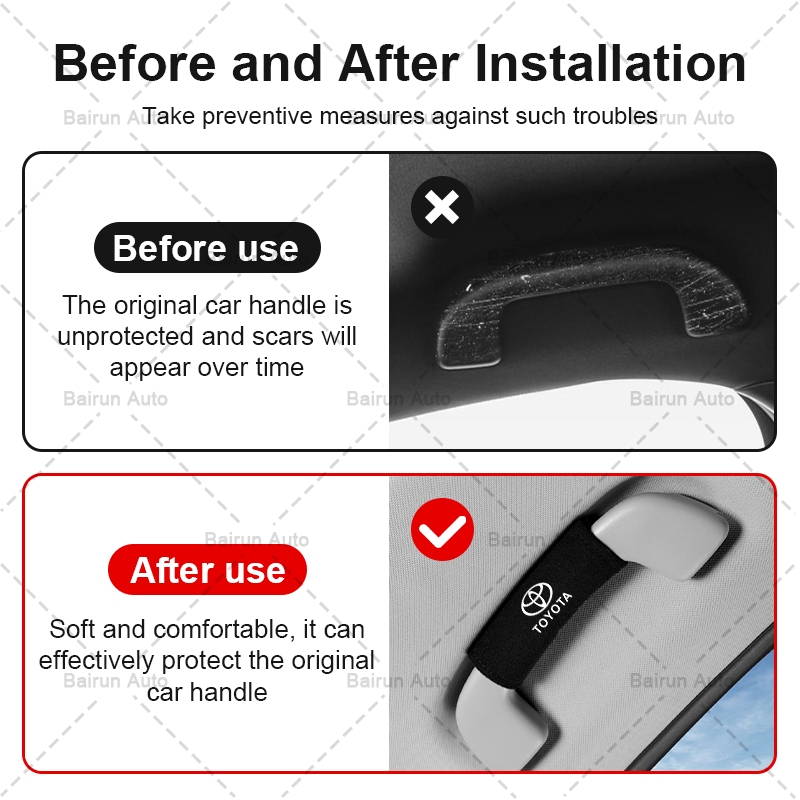 ภายในรถที่เท้าแขน Suede Protector หลังคารถดึงถุงมือ Universal สําหรับ Toyota Corolla Yaris Aygo Prius RAV4 Camry - รูปที่ 2