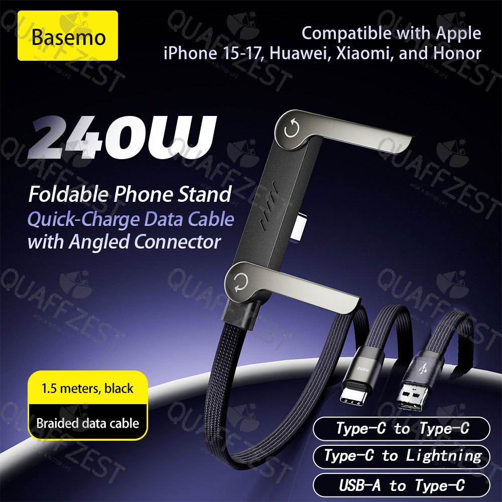 240/65w Fast Charging วงเล็บพับได้ Data Cable 2-in-1 Data Wire โทรศัพท์แบบพับได้แท็บเล็ต Type-C ถึง Type-C /USB-A ถึง Type-C