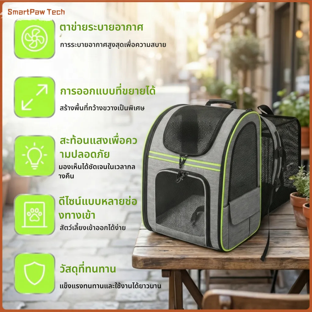 กระเป๋าแมวกระเป๋าเป้สะพายหลังแมวแบบพกพาขยายได้สัตว์เลี้ยงออกนอกบ้านกระเป๋าระบายอากาศพับแมว ซื้อกลับบ้าน กระเป๋าเป้สะพายหลังสัตว์เ