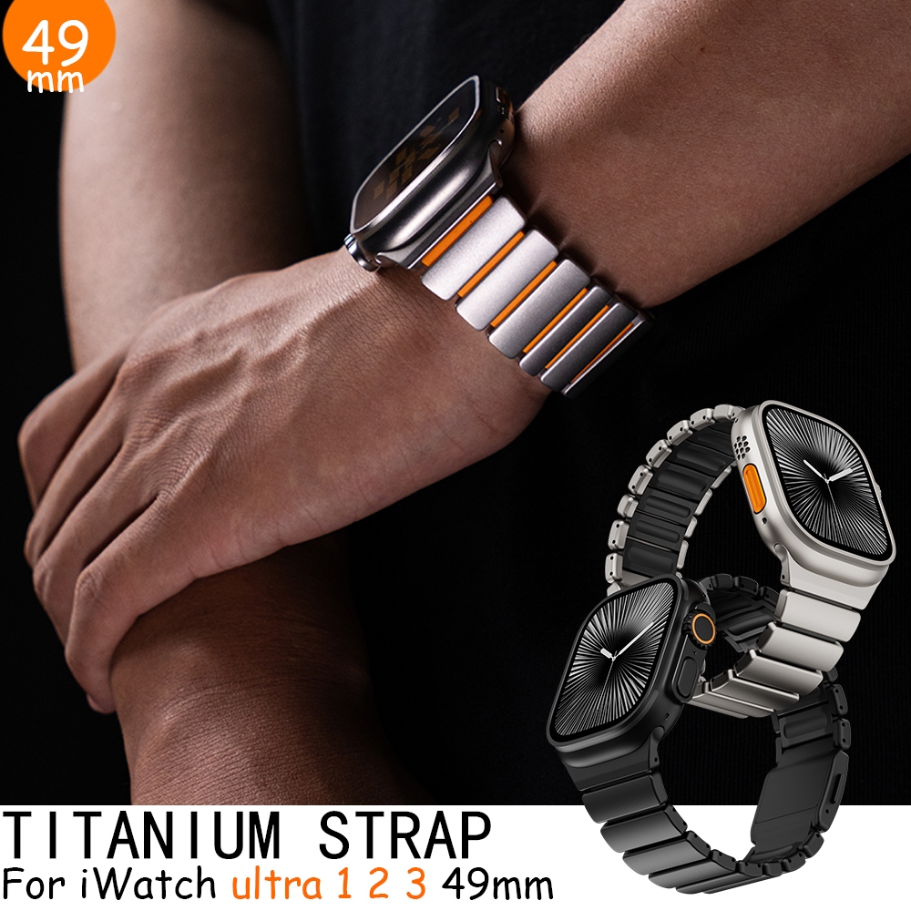 Titanium + สร้อยข้อมือซิลิโคนสําหรับ iWatch Ultra 3 49mm Series11 10 9 8 7 6 5 SE3 44 45 46mm มมBand