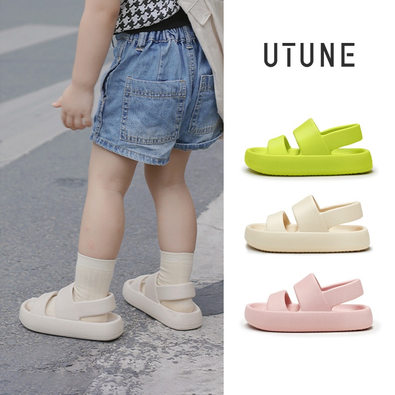 UTUNE รองเท้าแตะเด็กผู้หญิง มีสายรัดหลัง นุ่มสบาย กันลื่น ใส่เดินชายหาด และกลางแจ้ง สำหรับเด็กผู้ชาย