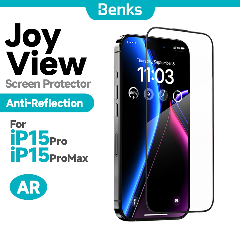 [Benks Official] Benks JoyView AR ปกป้องหน้าจอสําหรับ IPhone 15 Pro Max Anti-Reflection HD Anti-Glare Scratch Resistance Anti-Reflection Eye Protection กระจกนิรภัย