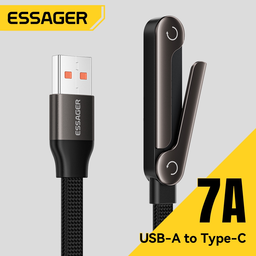 Essager 7A USB A ถึง Type สายชาร์จที่รองรับเต็มรูปแบบ + ขาตั้งโทรศัพท์แนวนอนหรือแนวตั้ง