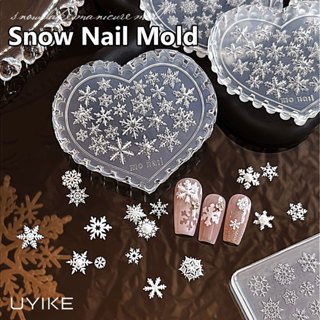 UYIKE 3D นูนคริสต์มาสเกล็ดหิมะซิลิโคนแม่พิมพ์เล็บ - เครื่องม…