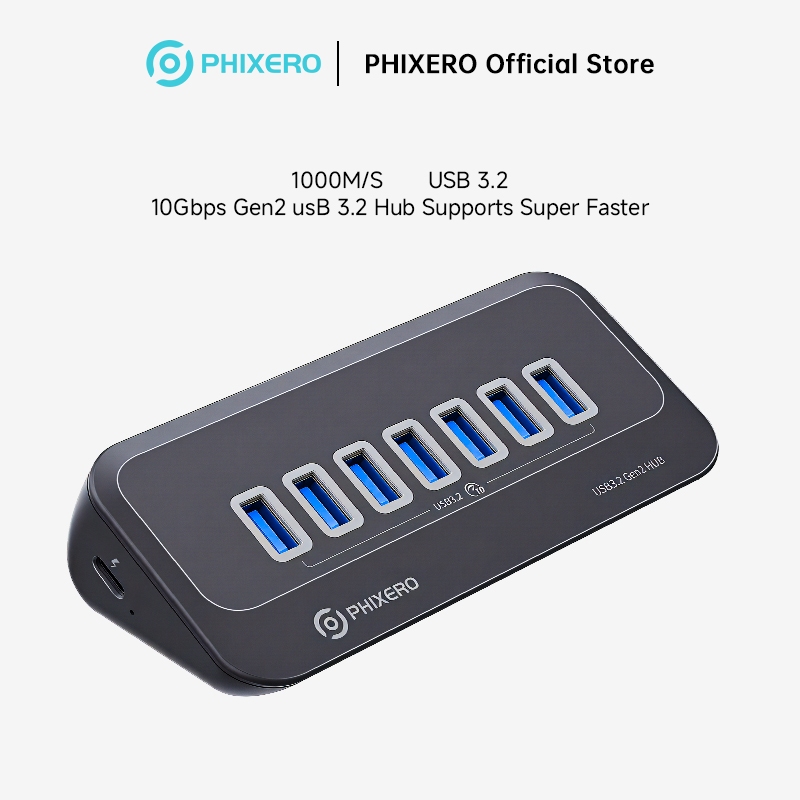 PHIXERO USB 3.2 Docking Station Hub 4 พอร์ต 7 พอร์ต PD60W 10Gbps Splitter Switch Dock Multi Port SD 