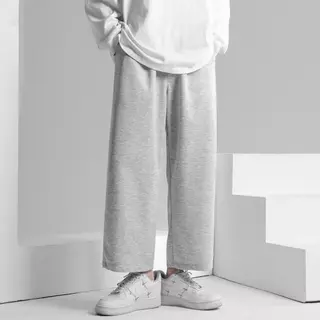 MANSTR M-5XL ผู ้ ชายฤดูร ้ อนหลวมกางเกงวอร ์ มขากว ้ างบางสีทึบกางเกงกีฬาขนาดบวกสีดํา \ สีเทา