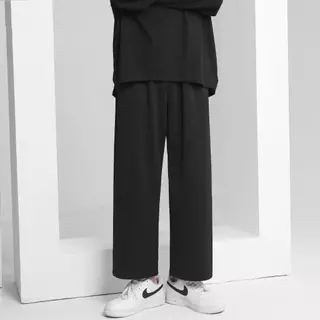 MANSTR M-5XL ผู ้ ชายฤดูร ้ อนหลวมกางเกงวอร ์ มขากว ้ างบางสีทึบกางเกงกีฬาขนาดบวกสีดํา \ สีเทา