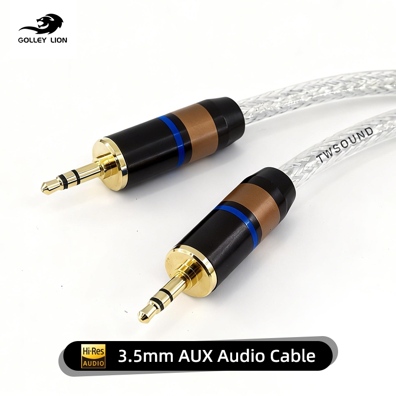 GOLLEY LION สาย Aux 3.5 มม. (เสียงไฮไฟ), อะแดปเตอร์อินพุตเสริมเสียง สายชายกับชายสําหรับหูฟัง, รถยนต์, เครื่องเสียงบ้าน, ลําโพง, iPhone, iPad, iPod, Echo