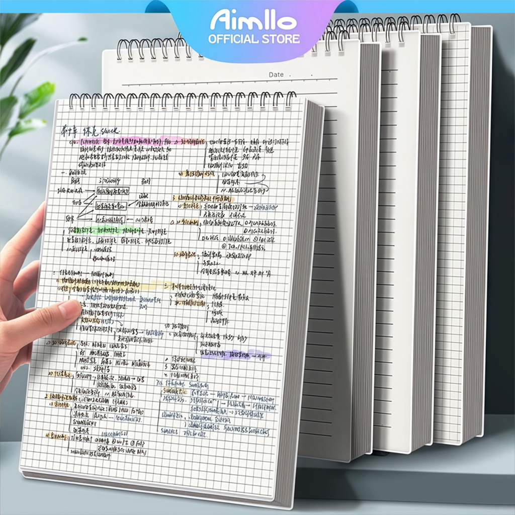 สมุดโน๊ตสันห่วง แนวตั้ง สมุดโน้ตสันห่วง สมุด มินิมอล ปกใสA5 B5 A4มีเส้น เส้นกริด ตาราง สมุดสไตค์มูจิ