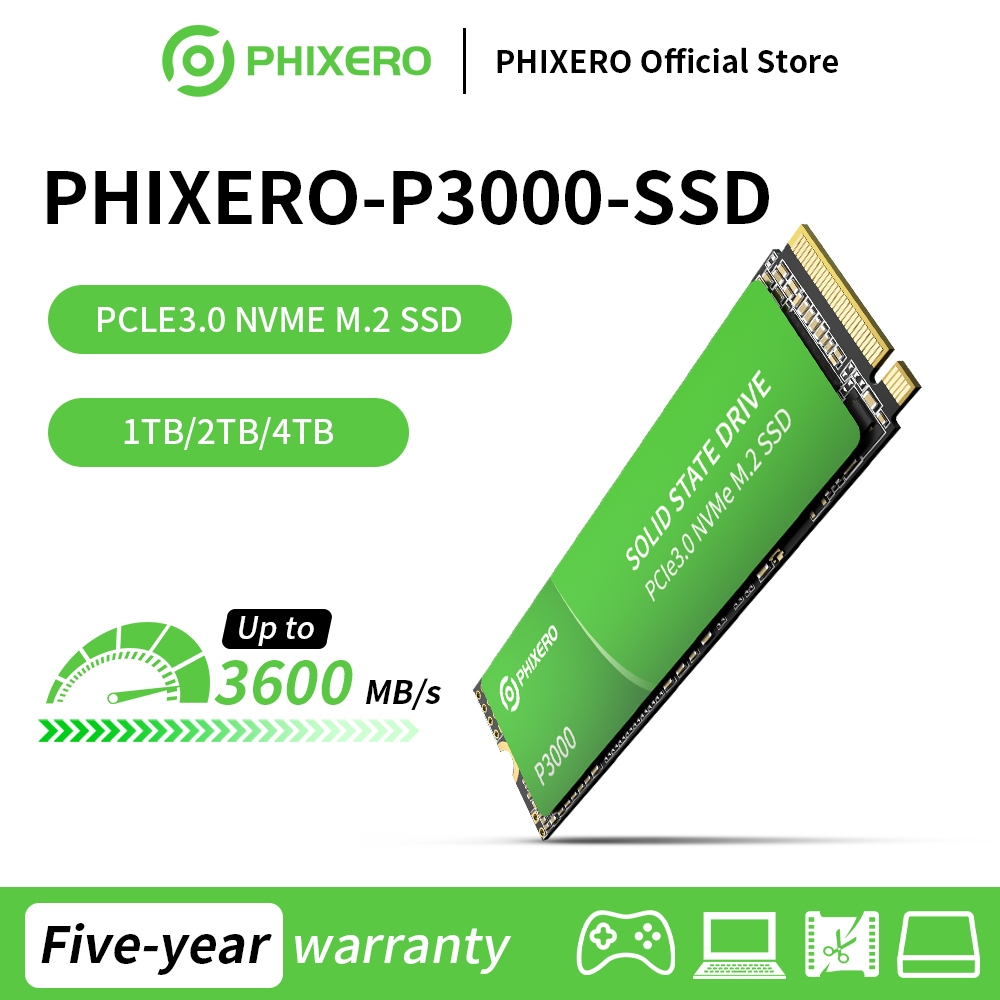 PHIXERO P3000 SSD M2 NVMe 256GB 512GB 1TB 2TB 4TB SSD M.2 2280 PCIe Gen3.0x4 ภายใน Solid State Drive