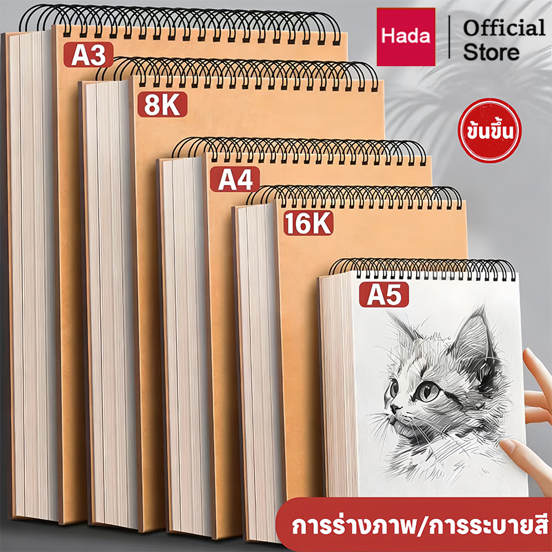 สมุดสเก็ตช์ 60 หน้า 160gsm A6/A5/16K/A4/8K/A3 สมุดวาดรูปแบบเกลียว สมุดวาดภาพ สำหรับทุกคน